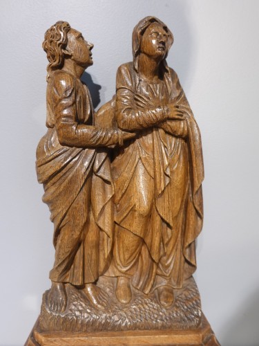 XVIe siècle et avant - Saint Jean et Vierge de Calvaire en chêne – Flandres début XVIe