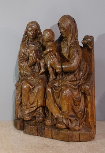 Sculpture Sculpture en Bois - Vierge à l'Enfant avec Sainte Anne – XVIe siècle