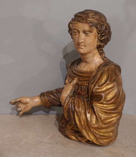 Sculpture Sculpture en Bois - Buste de femme sculpture en bois polychrome d'époque XVIIIe