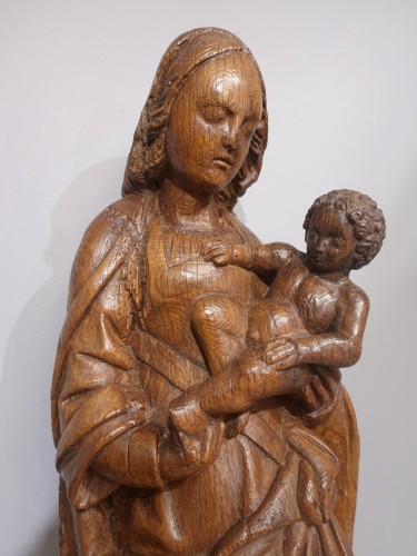XVIe siècle et avant - Vierge à l'Enfant en chêne du XVIe siècle