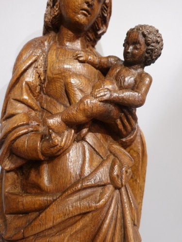 Vierge à l'Enfant en chêne du XVIe siècle - Renaissance