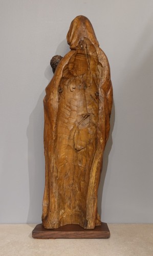 Antiquités - Vierge à l'Enfant en chêne du XVIe siècle