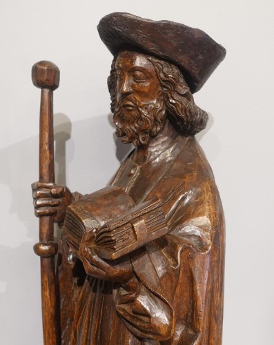 Art sacré, objets religieux  - Statue Saint Jacques du XVe siècle Bourgogne