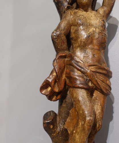 Louis XIII - Saint Sébastien en bois polychrome du XVIIe siècle