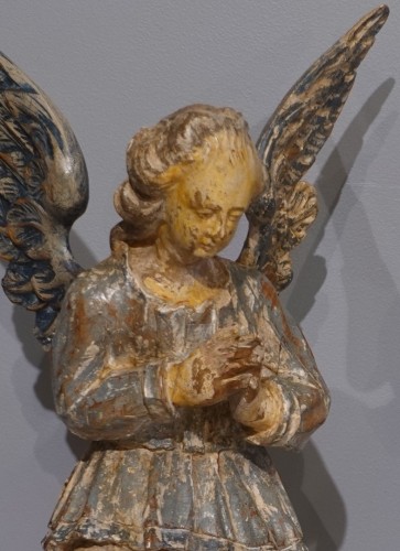 Paire d'anges polychrome, Italie XVIIIe siècle - Sculpture Style Louis XV