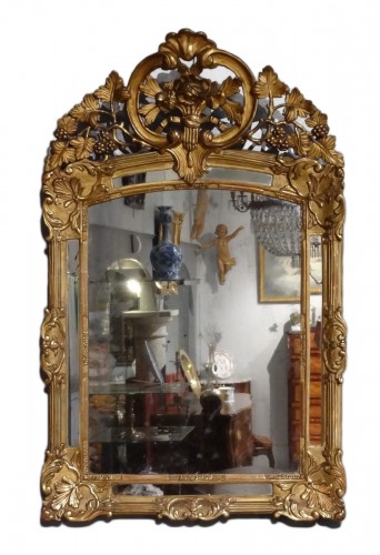 Miroir Régence à parcloses en bois d'époque XVIIIe siècle