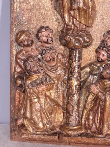 XVIIe siècle - Panneau en bois doré et polychromé, Espagne XVIIe siècle
