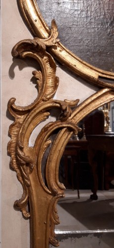 Grand trumeau Louis XV en bois doré d'époque XVIIIe - Miroirs, Trumeaux Style Louis XV