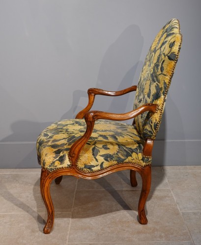 Paire de fauteuils à dossiers plats estampillés Nogaret d'époque XVIIIe - Sièges Style 