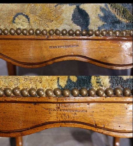 Sièges Fauteuil & Bergère - Paire de fauteuils à dossiers plats estampillés Nogaret d'époque XVIIIe