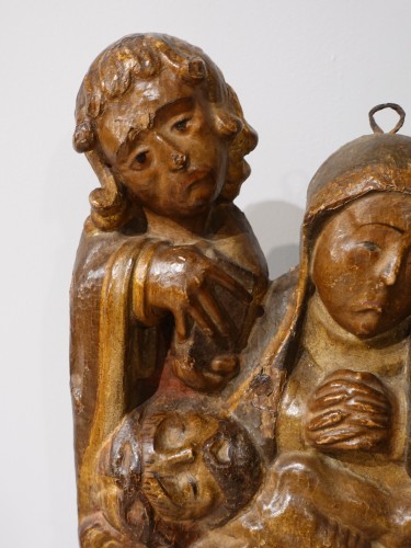 XVIe siècle et avant - « Pietà » en bois polychrome du XVIe siècle