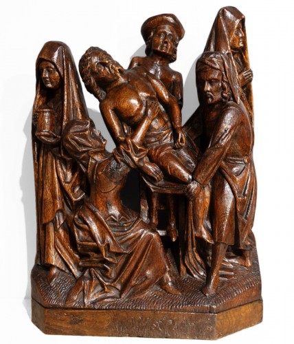 Descente de croix en chêne sculpté - Flandres circa 1470