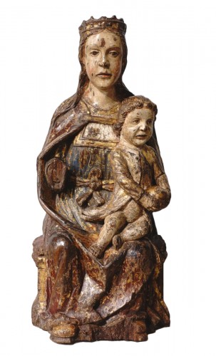 Vierge en Majesté en bois polychrome fin XVIe - début XVIIe