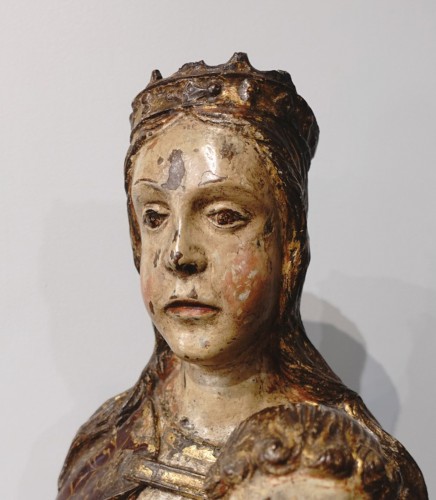 Vierge en Majesté en bois polychrome fin XVIe - début XVIIe - Gérardin et Cie
