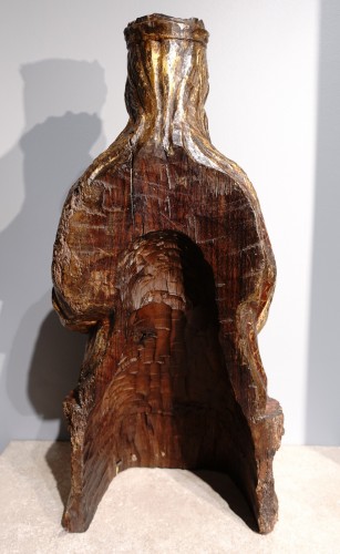 XVIe siècle et avant - Vierge en Majesté en bois polychrome fin XVIe - début XVIIe