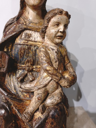 Vierge en Majesté en bois polychrome fin XVIe - début XVIIe - Renaissance