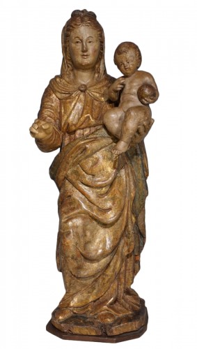 Vierge à l'enfant en bois polychrome, Italie fin XVIe
