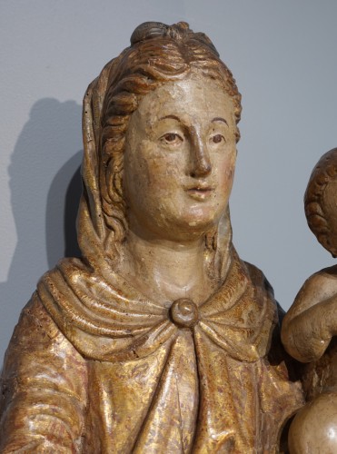 XVIe siècle et avant - Vierge à l'enfant en bois polychrome, Italie fin XVIe