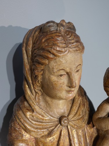 Renaissance - Vierge à l'enfant en bois polychrome, Italie fin XVIe