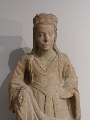 Sculpture Sculpture en pierre - Sainte Catherine en pierre sculptée fin XVe - début XVIe
