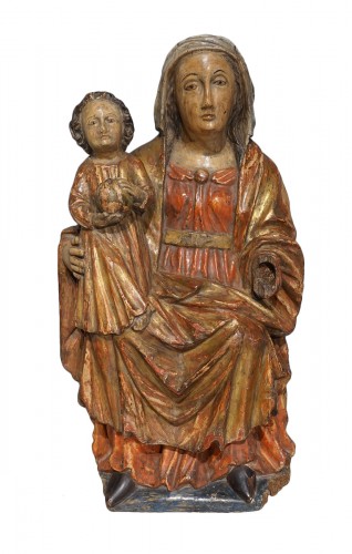 Vierge en Majesté en bois polychrome d’époque XVIIe