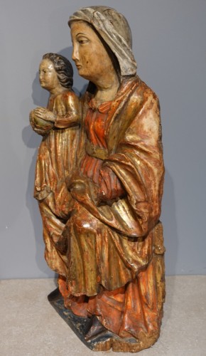 Sculpture Sculpture en Bois - Vierge en Majesté en bois polychrome d’époque XVIIe