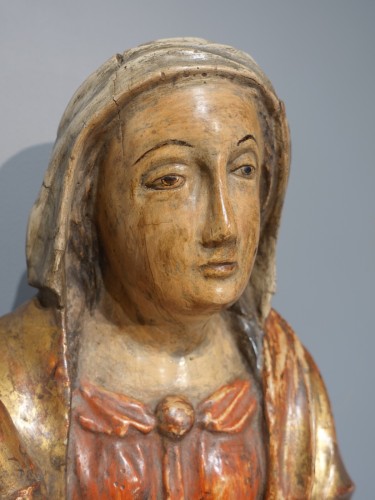XVIIe siècle - Vierge en Majesté en bois polychrome d’époque XVIIe