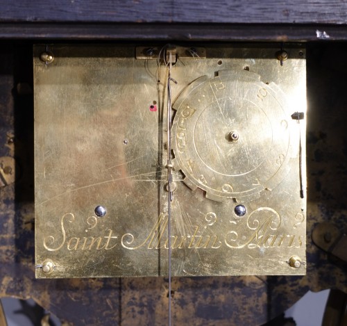 XVIIIe siècle - Cartel d'applique Louis XV en marqueterie Boulle signé « Saint Martin à Paris »