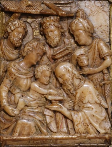 Plaque en albâtre de Malines, par Gillis Neins, « L'adoration des Mages » XVIIe - Sculpture Style Louis XIV