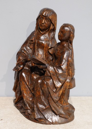 Sainte Anne éducatrice en tilleul sculpté circa 1510 - Sculpture Style Renaissance