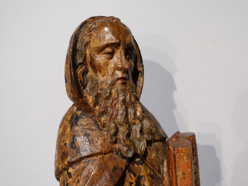 Sculpture Sculpture en Bois - Saint Antoine ermite en bois sculpté et polychrome Époque XVIIe