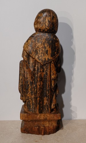 XVIIe siècle - Saint Antoine ermite en bois sculpté et polychrome Époque XVIIe