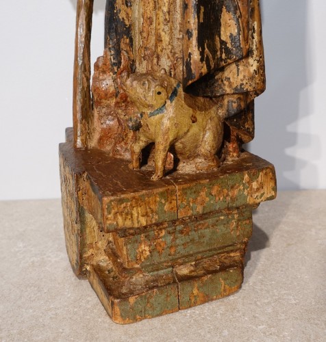 Saint Antoine ermite en bois sculpté et polychrome Époque XVIIe - Louis XIII