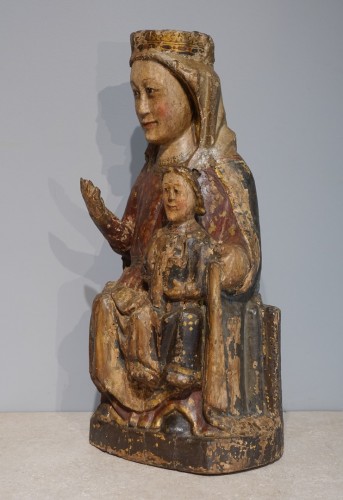 Sculpture Sculpture en Bois - Vierge à l'enfant en Majesté dite ''Sedes Sapientiae'' fin XIIIe