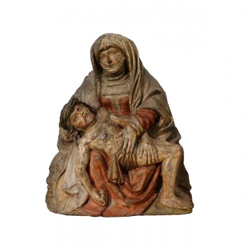 Vierge de pitié en pierre polychrome circa 1500