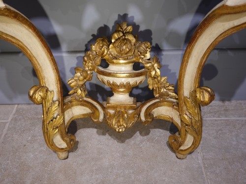 Console en bois doré et laquée d'époque XVIIIe - Gérardin et Cie