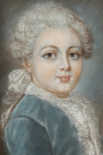 Pastel représentant un jeune homme signé François-Hubert Drouais (1727-1775) - Tableaux et dessins Style Louis XV