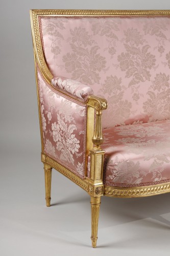 Salon d'époque Louis XVI en bois doré - Galerie Gilles Linossier