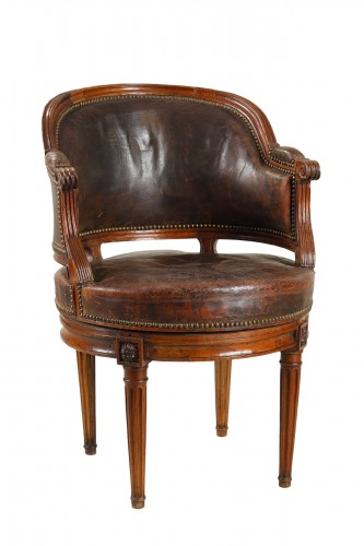 Large fauteuil de bureau pivotant, période Louis XVI