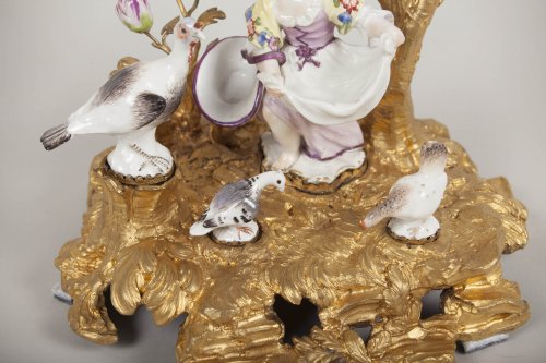Céramiques, Porcelaines  - Groupe en porcelaine polychrome de Meissen