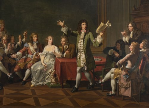 Nicolas André Monsiau (1754-1837) - Molière lisant sa comédie du Tartuffe chez Ninon de Lenclos  - Tableaux et dessins Style 