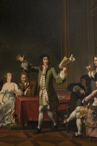 Nicolas André Monsiau (1754-1837) - Molière lisant sa comédie du Tartuffe chez Ninon de Lenclos  - 