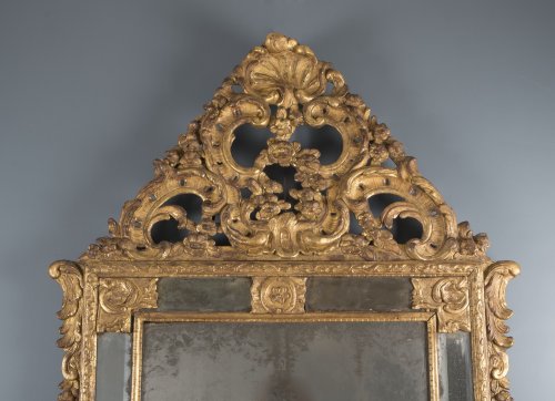 Miroir à fronton d'époque Régence - Miroirs, Trumeaux Style Régence