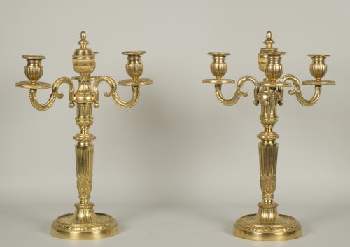 Paire de candélabres Louis XVI - Luminaires Style Louis XVI