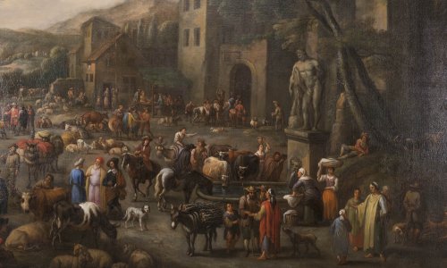 Scène de marché - Peeter van Bredael (1629-1719) - Tableaux et dessins Style 