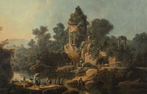 Jean Pillement (1728-1808) - Les pêcheurs de rivière - Tableaux et dessins Style 