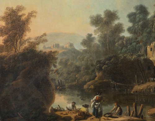 Tableaux et dessins Tableaux XVIIIe siècle - Jean Pillement (1728-1808) - Les pêcheurs de rivière