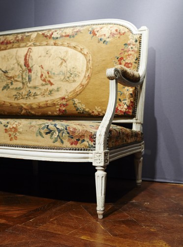 Canapé d'époque Louis XVI en tapisserie d'Aubusson - Louis XVI