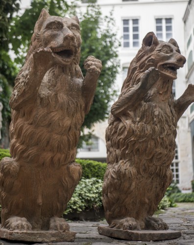 XIXe siècle - Paire de grands ours en terre cuite du XIXe