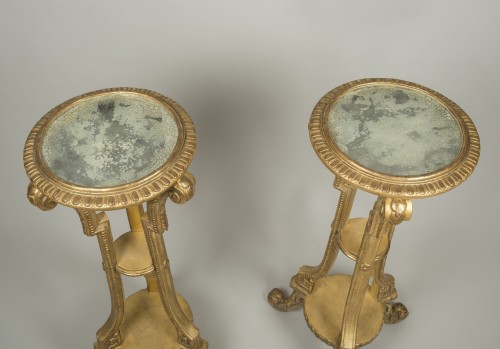 XVIIIe siècle - Paire de sellettes en bois doré